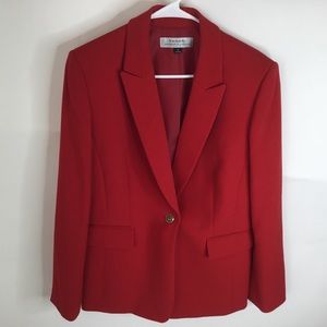 TAHARI Red Polyester Lined Blazer Jacket